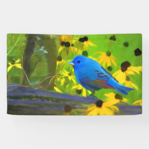 Indigo Bunting Schilderen - Oorspronkelijke vogelk Spandoek