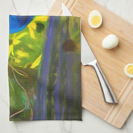 Indigo Bunting Schilderen - Oorspronkelijke vogelk Theedoek (Quarter Fold)