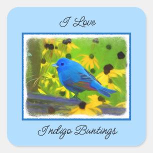 Indigo Bunting Schilderen - Oorspronkelijke vogelk Vierkante Sticker