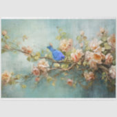 Indigo Bunting Vogel en Bloemen Decoupage Tissuepapier (Voorkant)