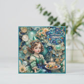 INDIGO ~ Carte d'anniversaire ~ Jeune fille ~ (Debout devant)