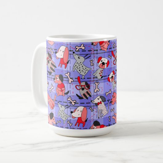 Indigo Checked Coffee Mug - Red / Black Dogs Print (Devant gauche)