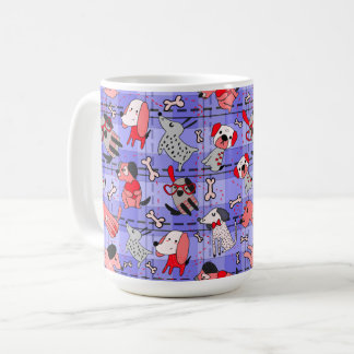 Indigo Checked Coffee Mug - Red / Black Dogs Print Koffiemok