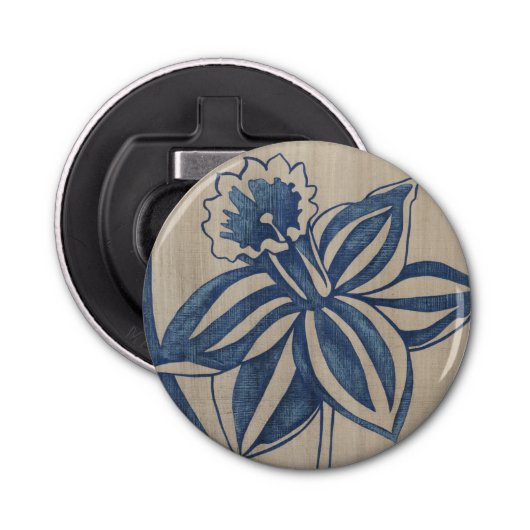 Indigo Daffodil Button Flesopener (Voorkant)