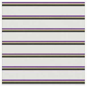 Indigo, Dark Khaki, Black & Mint Cream Stripes Stof