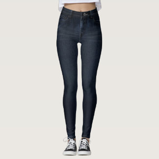 Indigo Dark Wash Jeans All-Over Gedrukte Leggings