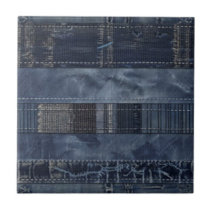 Indigo Denim Patchwork Naadloos Patroon (2) Tegeltje