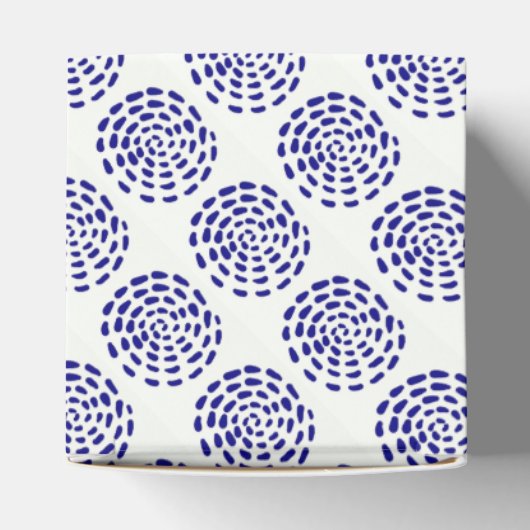 Indigo donkerblauw gestreept cirkelpatroon op wit bedankdoosjes (Bovenkant)
