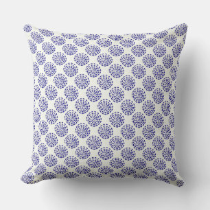 Indigo donkerblauw gestreepte cirkelpatroon kussen
