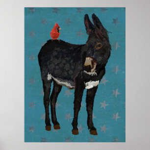 INDIGO DONKEY & CARDINAL Art Poster