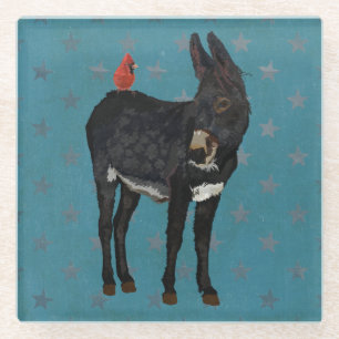 INDIGO DONKEY & CARDINAL GLASS ONDERZETTER GLAZEN ONDERZETTER