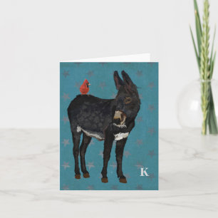INDIGO DONKEY & CARDINAL Monogram Notecard Notitiekaartje