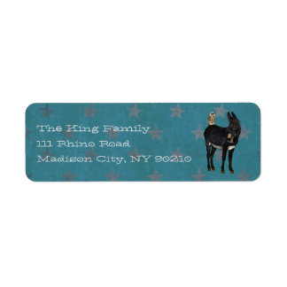 INDIGO DONKEY & OWL Étiquette de adresse