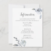 Indigo Dusty Blue Floral Mariage Détails Carte (Devant)