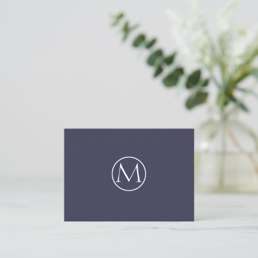 Indigo Elegant Monogram Visitekaartje (Staand voorkant)
