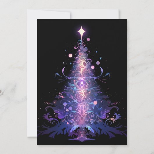 Indigo en Rose Goud Kerstboom Abstract Feestdagenkaart (Voorkant)