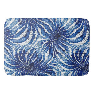 indigo en witte abstracte tie-dye patroon badmat