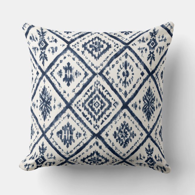 Indigo en Witte Sierkussen (Voorkant)