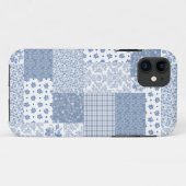 Indigo et White Faux Patchwork iPhone 5/5s Coque (Dos (Horizontal))