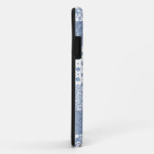 Indigo et White Faux Patchwork iPhone 5/5s Coque (Dos/Droite)