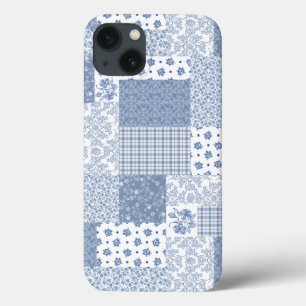 Indigo Faux Patchwork Samsung Galaxy Note 4 Coque