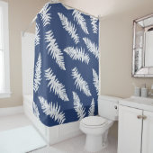 Indigo Fern Botanical Motif Douche rideau (En situation)