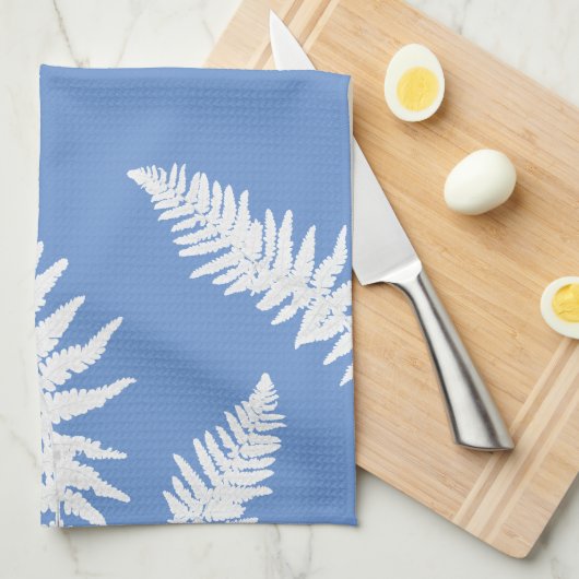 Indigo Fern Botanical Pattern Kitchen Towel Theedoek (Quarter Fold)