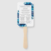 Indigo Floral bruiloft uitnodigingsprogramma fan Handwaaier (Achterkant)