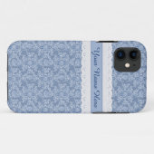 Indigo Floral Faux Lace iPhone 5/5s Coque (Dos (Horizontal))