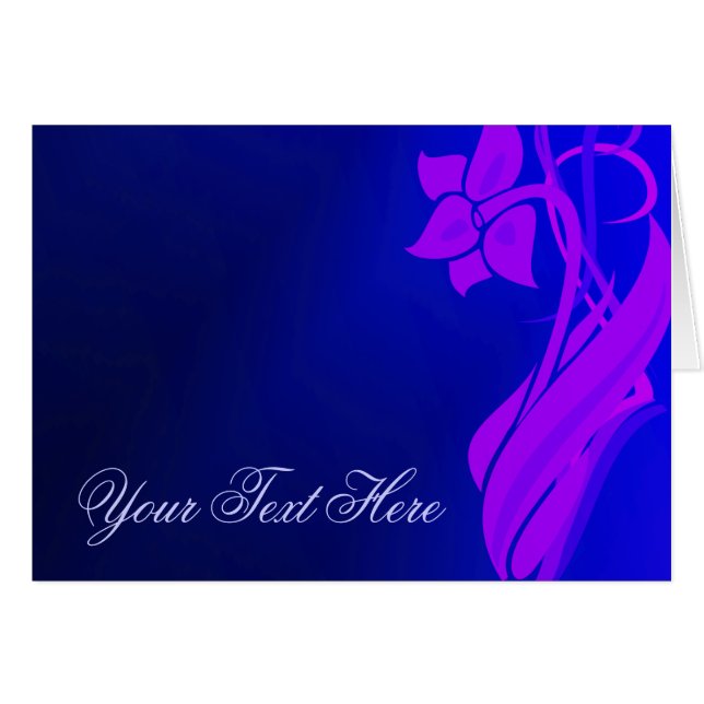 Indigo Floral Kaart (Voorkant Horizontaal)