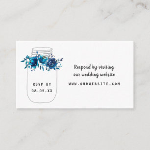 Indigo Floral Mason Jar rsvp Informatiekaartje
