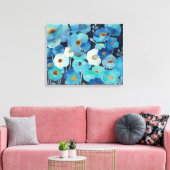Indigo Flowers Canvas Afdruk (Insitu (Woonkamer))
