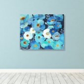 Indigo Flowers Canvas Afdruk (Insitu (Houten vloer))