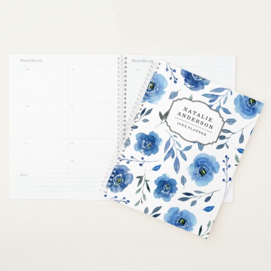 Indigo Flowers | Gepersonaliseerde planner (Display)