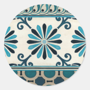 Indigo Frieze II, niet in reliëf Ronde Sticker