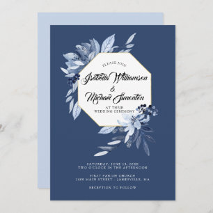Indigo Garden Faire-part de mariage floral bleu
