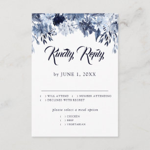 Indigo Garden RSVP-kaart met maaltijdkeuzes RSVP Kaartje