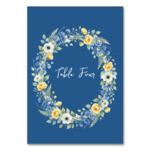 Indigo & Gele Tafelnummer Bloem