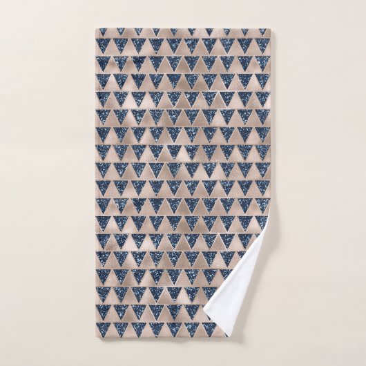 Indigo Glitter Silver Grey Metallic Pattern Design Bad Handdoek (Handdoek)