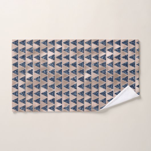 Indigo Glitter Silver Grey Metallic Pattern Design Bad Handdoek (Handdoek)