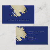 Indigo Gold Brushstrokes Chic Visitekaartje (Voorkant / Achterkant)