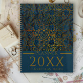 Indigo Gold Classic Élégant Damask Year Planner