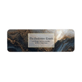 Indigo Gold Foil Agate Return Address Etiket