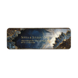 Indigo Gold Foil Crystal Geode Return Address Etiket