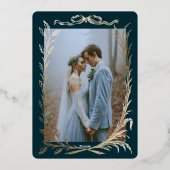 Indigo Gold Ivy Ornament  Wedding  Invitation (Verso)