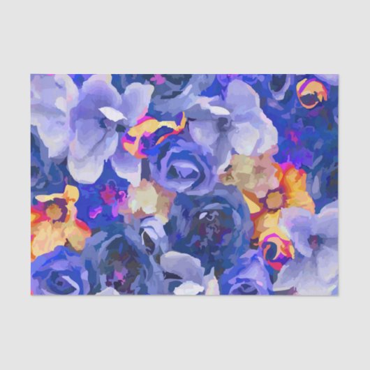 Indigo Gold Waterverf Fine Floral Tissuepapier (Voorkant)