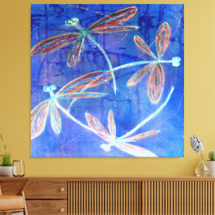 Indigo Haze Libelle Fladdert Canvas Afdruk