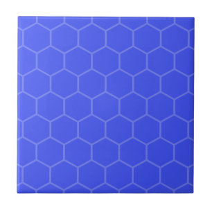 Indigo hexagon geometrisch mozaïekontwerp tegeltje