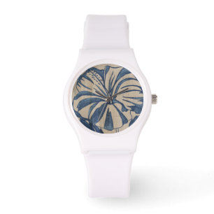 Indigo Hibiscus Horloge