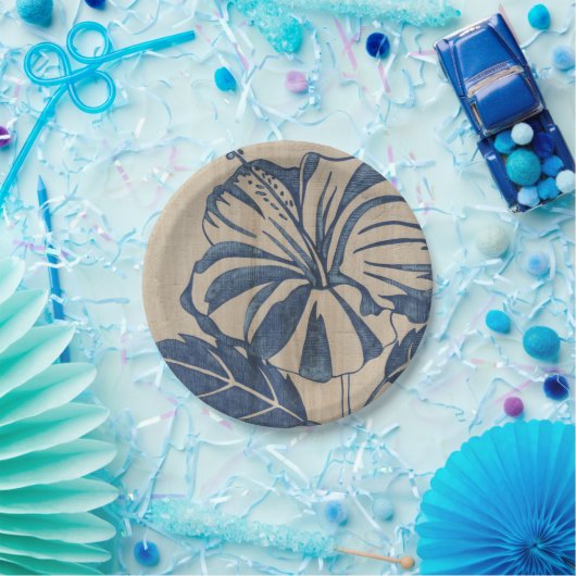 Indigo Hibiscus Papieren Bordje (Feest)